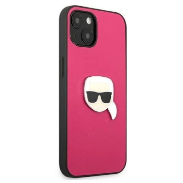 Karl Lagerfeld KLHCP13SPKMP iPhone 13 mini 5,4" różowy/pink Hardcase Leder Ikonik Karl`s Head Metal
